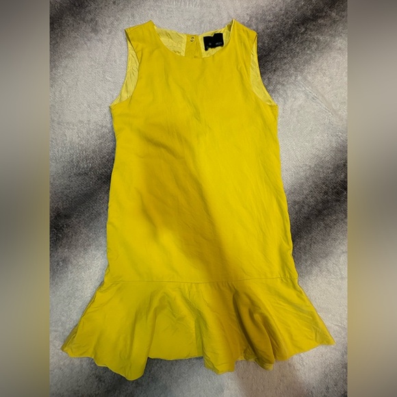 Cynthia Rowley Yellow Sleeveless Snap Back Ruffle Hem Shift Dress 2 XS X Small 4 - Picture 1 of 4